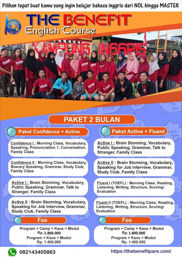 Brosur Kampung Inggris Pare | The Benefit English Course
